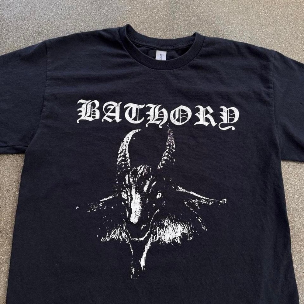 Bathory Self Titled Black Goat Pentagram Graphic Band Tee Metal Grunge Sz M